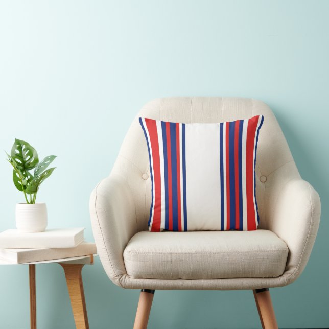 Patriottisch rood wit blauw verticaal strepenpatro kussen (Stoel)