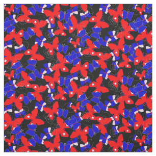 Patriottisch rood wit blauw vlinders stof