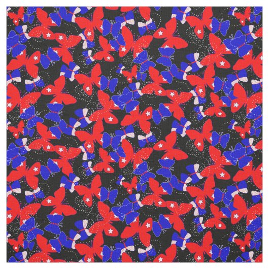Patriottisch rood wit blauw vlinders stof (Swatch)