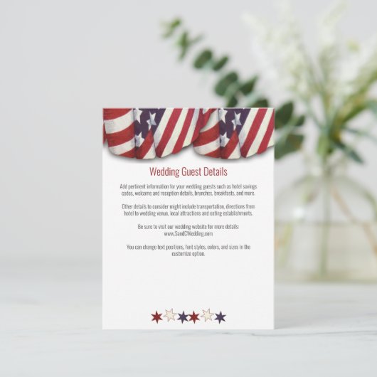Patriottisch rood wit blauw voorblad onderaan informatiekaartje (Staand voorkant)
