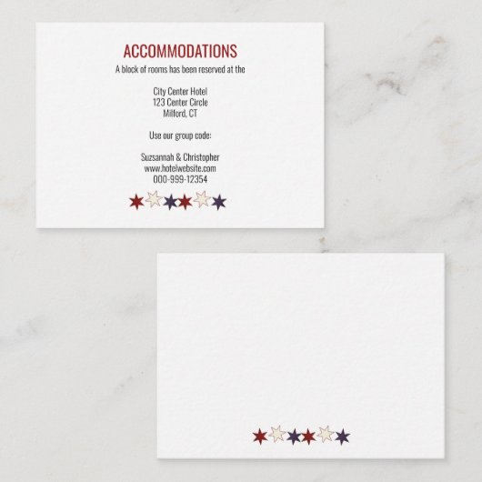 Patriottisch rood wit blauw voorblad onderaan informatiekaartje (Voorkant / Achterkant)