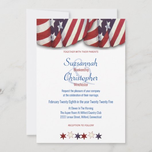 Patriottisch rood wit blauw voorblad onderaan kaart (Voorkant)