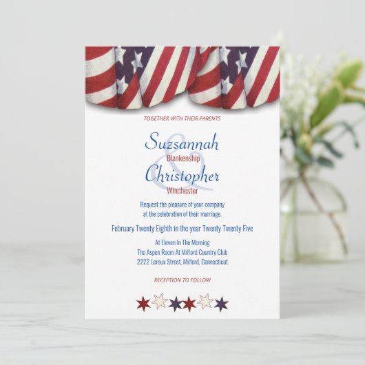 Patriottisch rood wit blauw voorblad onderaan kaart (Staand voorkant)