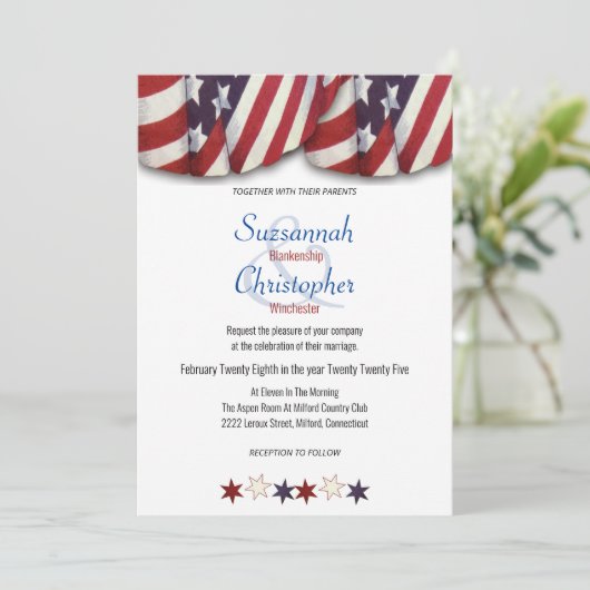 Patriottisch rood wit blauw voorblad onderaan kaart (Staand voorkant)