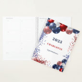 Patriottisch rood wit blauw zwarte ballonnen naam planner (Display)