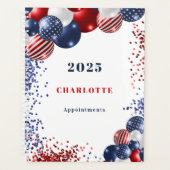 Patriottisch rood wit blauw zwarte ballonnen naam planner (Voorkant)