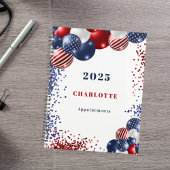 Patriottisch rood wit blauw zwarte ballonnen naam  planner