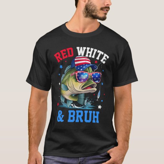 Patriottisch Rood Wit & Bruh Amerika Vis Gevist 4t T-shirt (Voorkant)