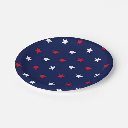 Patriottisch rood wit, donkerblauw stertonpatroon papieren bordje (Gekanteld)