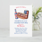 Patriottisch Rood Wit en Blauw 4 juli BBQ Party Kaart (Staand voorkant)