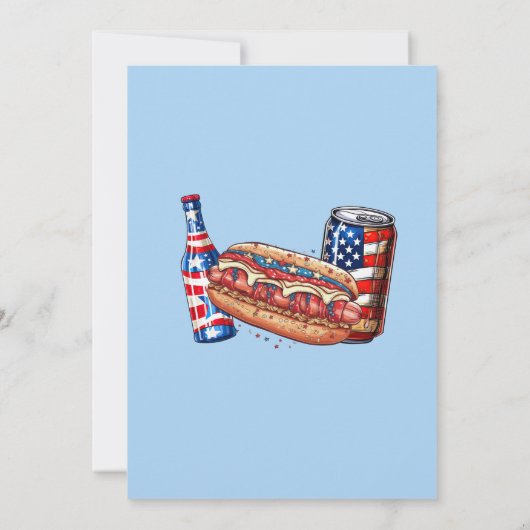 Patriottisch Rood Wit en Blauw 4 juli BBQ Party Kaart (Achterkant)