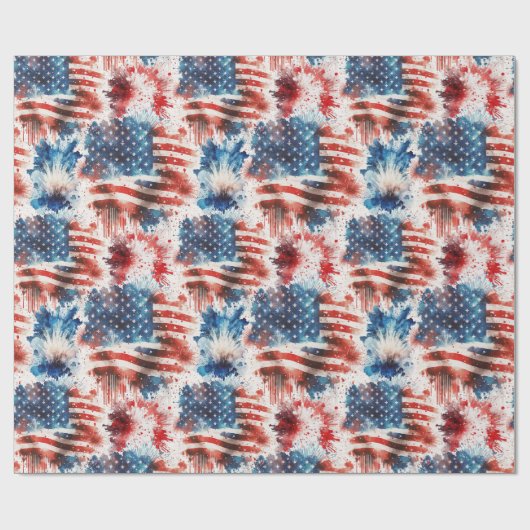 Patriottisch Rood Wit en Blauw 4 juli Wrapping Cadeaupapier (Vlak)