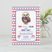 Patriottisch Rood Wit en Blauw 4th Juli BBInvitati Kaart (Staand voorkant)