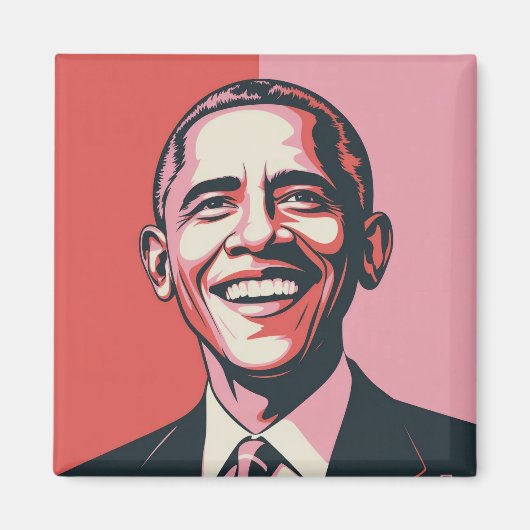Patriottisch rood, wit en blauw Barack Obama Magneet (Voorkant)