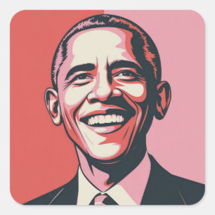 Patriottisch Rood, Wit en Blauw Barack Obama Vierkante Sticker