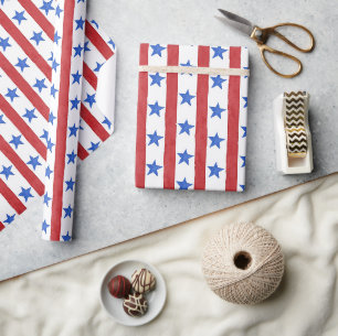Patriottisch rood wit en blauw cadeaupapier