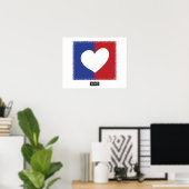 Patriottisch rood wit en blauw eenheidshart poster (Thuiskantoor)