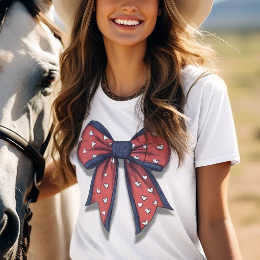Patriottisch Rood Wit en Blauw Flirty Bow T-shirt