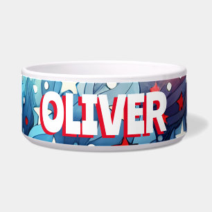 Patriottisch rood, wit en blauw gepersonaliseerd voerbakje