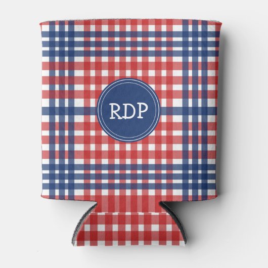 Patriottisch rood wit en blauw geplakt blikjeskoeler (Voorkant)