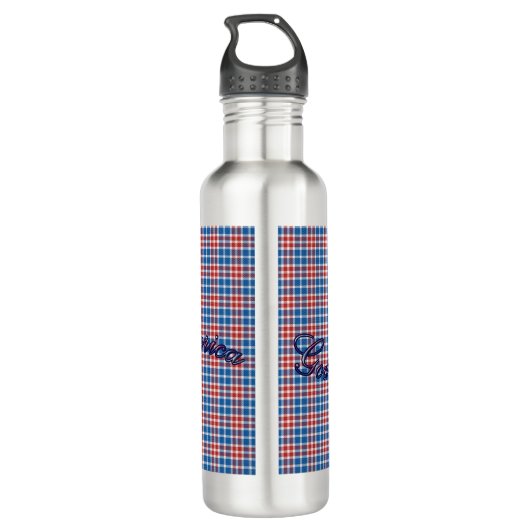 Patriottisch rood wit en blauw geplakt  waterfles  (Achterkant)