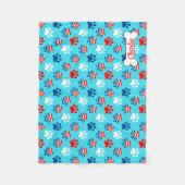 Patriottisch rood wit en blauw hond poten patroon fleece deken (Voorkant)