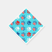 Patriottisch rood wit en blauw hond poten patroon servet (Hoek)