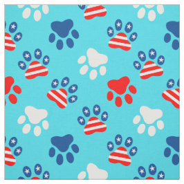 Patriottisch rood wit en blauw hond poten patroon stof