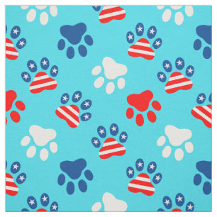 Patriottisch rood wit en blauw hond poten patroon stof
