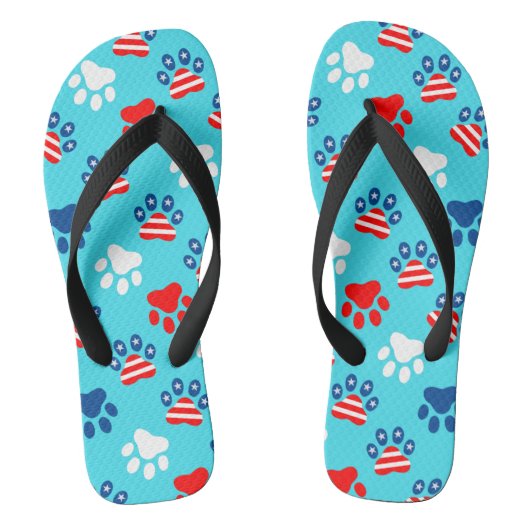 Patriottisch rood wit en blauw hond poten patroon teenslippers (Voetbed)