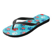 Patriottisch rood wit en blauw hond poten patroon teenslippers (Schuin)
