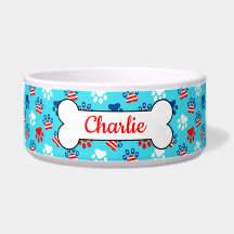 Patriottisch rood wit en blauw hond poten patroon