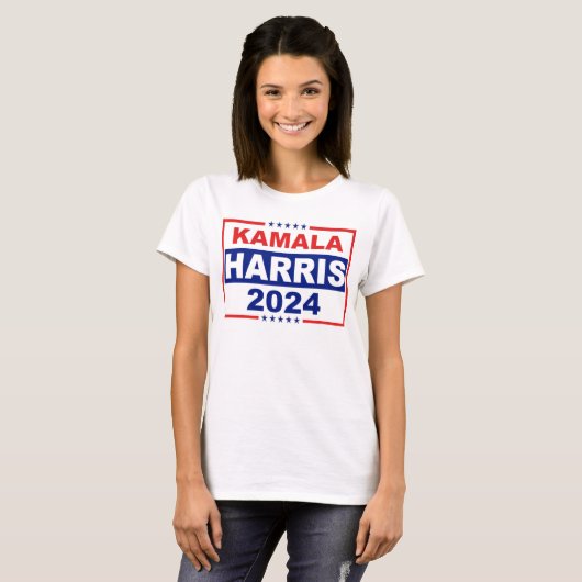 Patriottisch Rood, Wit en Blauw Kamala Harris 2024 T-shirt (Voorkant volledig)