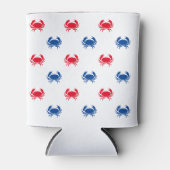 Patriottisch rood wit en blauw krab patroon blikjeskoeler (Voorkant)