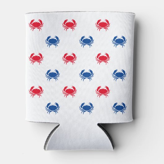 Patriottisch rood wit en blauw krab patroon blikjeskoeler (Voorkant)