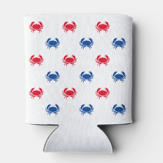 Patriottisch rood wit en blauw krab patroon blikjeskoeler (Achterkant)