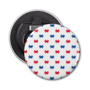Patriottisch rood wit en blauw krab patroon button flesopener