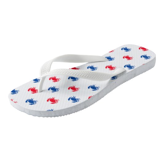 Patriottisch rood wit en blauw krab patroon leuk teenslippers (Schuin)