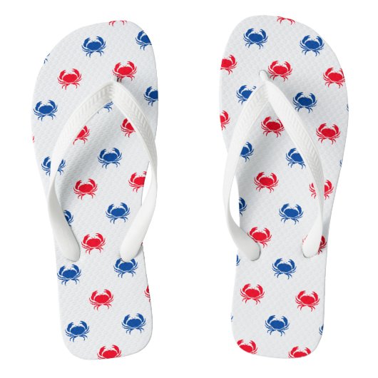 Patriottisch rood wit en blauw krab patroon leuk teenslippers (Voetbed)