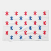 Patriottisch rood wit en blauw krab patroon theedoek (Horizontaal)