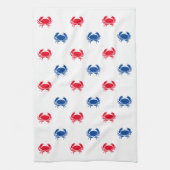 Patriottisch rood wit en blauw krab patroon theedoek (Verticaal)