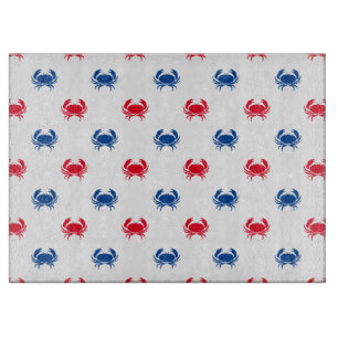 Patriottisch Rood wit en blauw krab patroonglas Snijplank