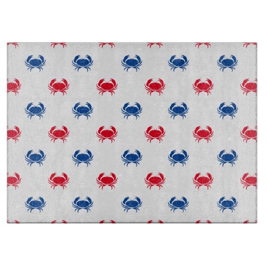 Patriottisch Rood wit en blauw krab patroonglas Snijplank (Voorkant)