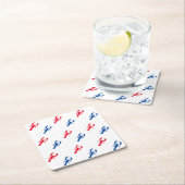 Patriottisch rood wit en blauw kreeftenpatroon kartonnen onderzetters (Insitu)
