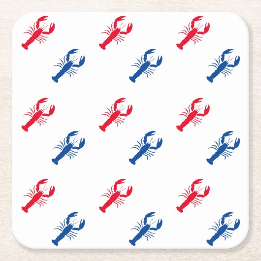 Patriottisch rood wit en blauw kreeftenpatroon kartonnen onderzetters (Voorkant)
