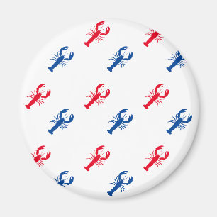 Patriottisch rood wit en blauw kreeftenpatroon magneet