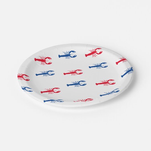 Patriottisch rood wit en blauw kreeftenpatroon papieren bordje (Gekanteld)