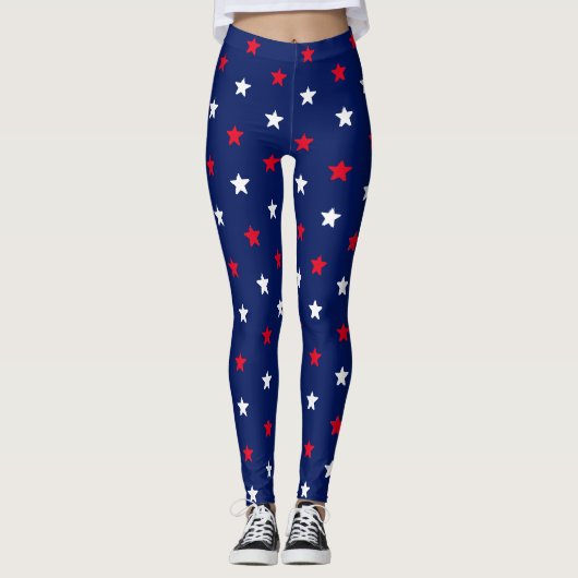 Patriottisch rood wit en blauw marinesurk patroon leggings (Voorkant)