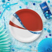 Patriottisch Rood Wit en Blauw met Sterren Papieren Bordje (Feest)