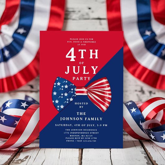 Patriottisch rood wit en blauw op 4 juli kaart